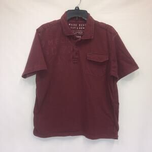 Marc Ecko Deadly Threads Button Up Adult Large Red Short Sleeve Mens Polo